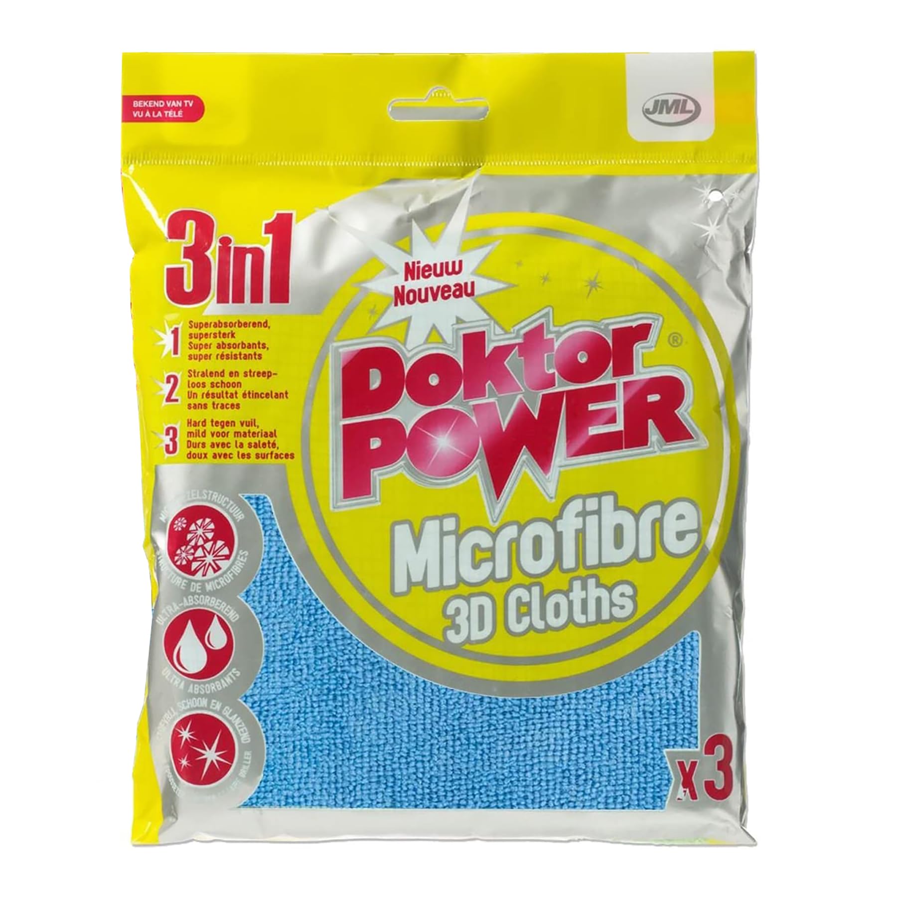 Doktor Power Microfibre 3D Cloth - 3 Pack Microfibre Cleaning, Dusting & Polishing Cloths