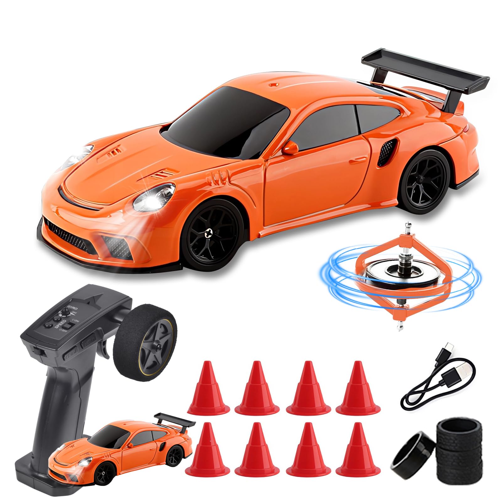Mini RC Drift Car con Gyro 1/43 Scale 2,4GHz 15KM/H Alta Velocità Sport Auto da Corsa 4WD Tabletop Telecomando Auto per Ragazzi Ragazze e Adulti Regalo