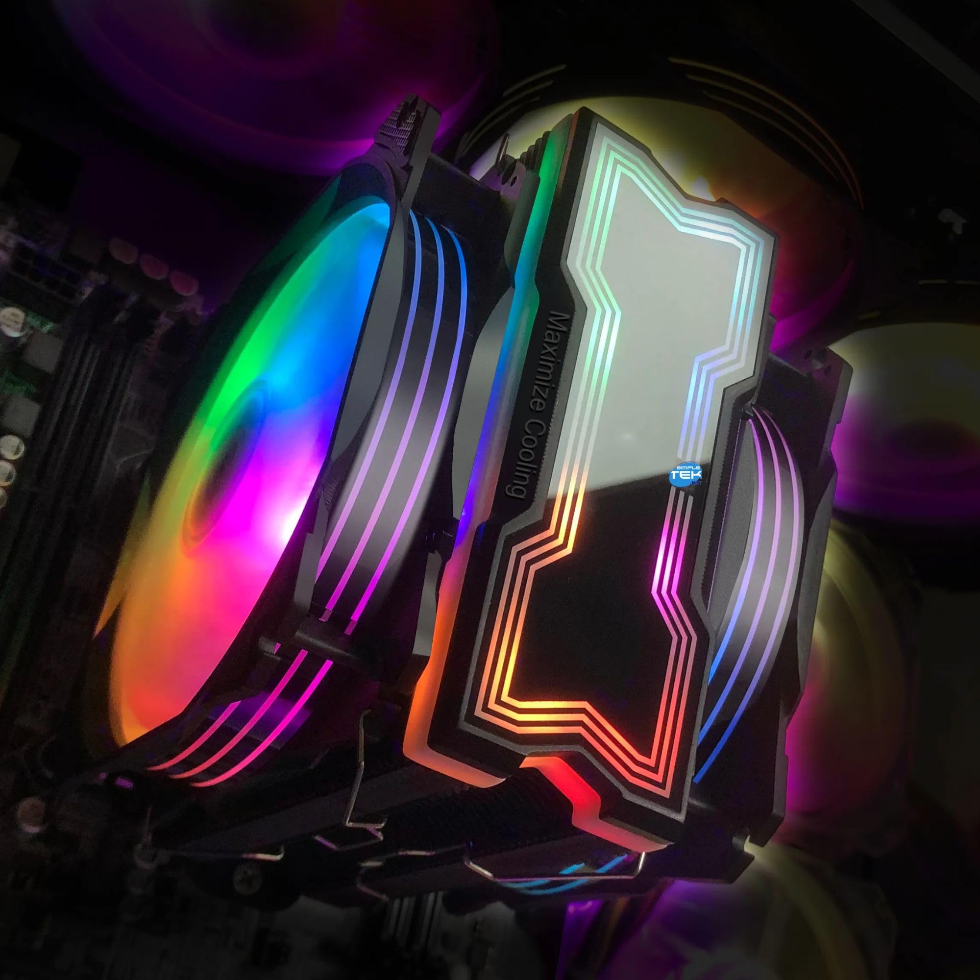 SIMPLETEK Radiator procesora RGB M120D | LGA 775 1150 1151 1155 1156 1366 2011 1200 | FM1 FM2 AM2 AM2 AM2+ AM3 AM3 AM4 | TPD do 180 W, czarny