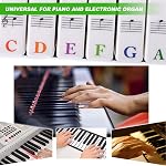 Stickers clavier Piano, Amovible Clavier Piano Etiquettes Sticker de touche 88/76/61/54/49/37 Clés Lettres de Couleur pour les Débutants Enfants