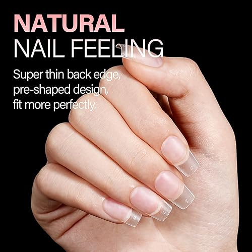 Vista 14 de AILLSA Puntas de uñas extra cortas, 450 puntas de uñas de gel acrílico de cobertura completa, puntas de uñas postizas de doble cara mate preformadas