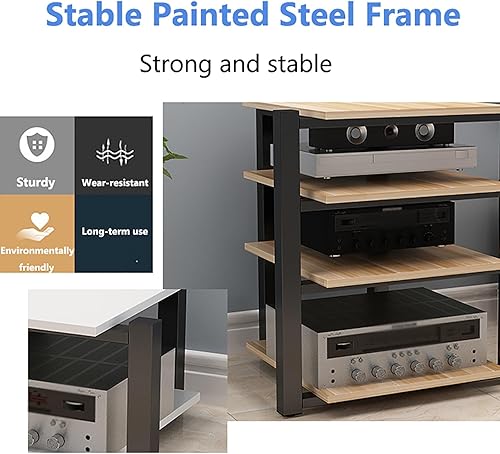 Miniatura 4 de Soporte para medios AV, estantería audiovisual, gabinete estéreo, torre de estante de audio, gabinete de consola de reproductor de discos, estantes