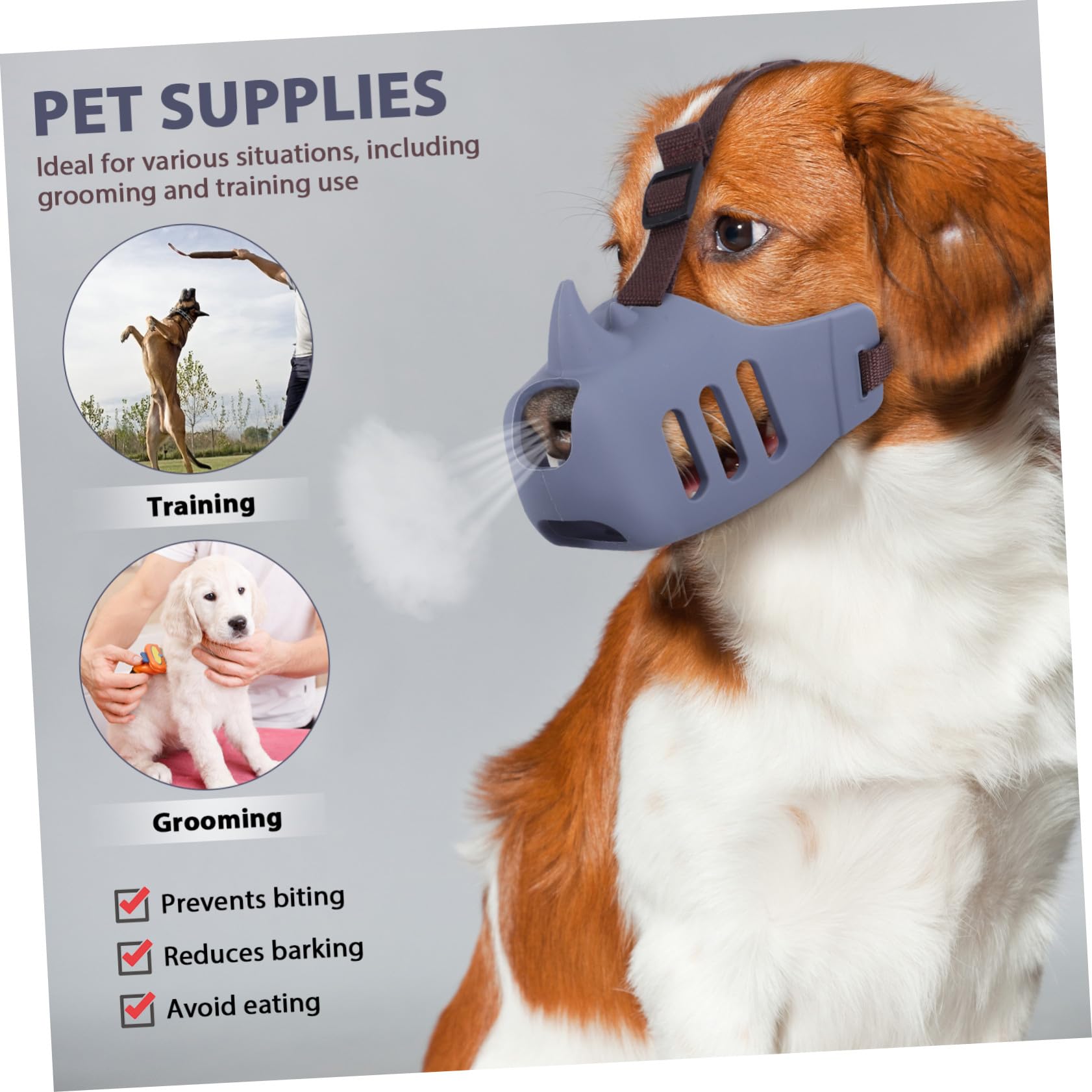 3piezas Bozal para Perro Ajustable Antiladridos para Perros Medianos para Evitar Mordeduras Paseos
