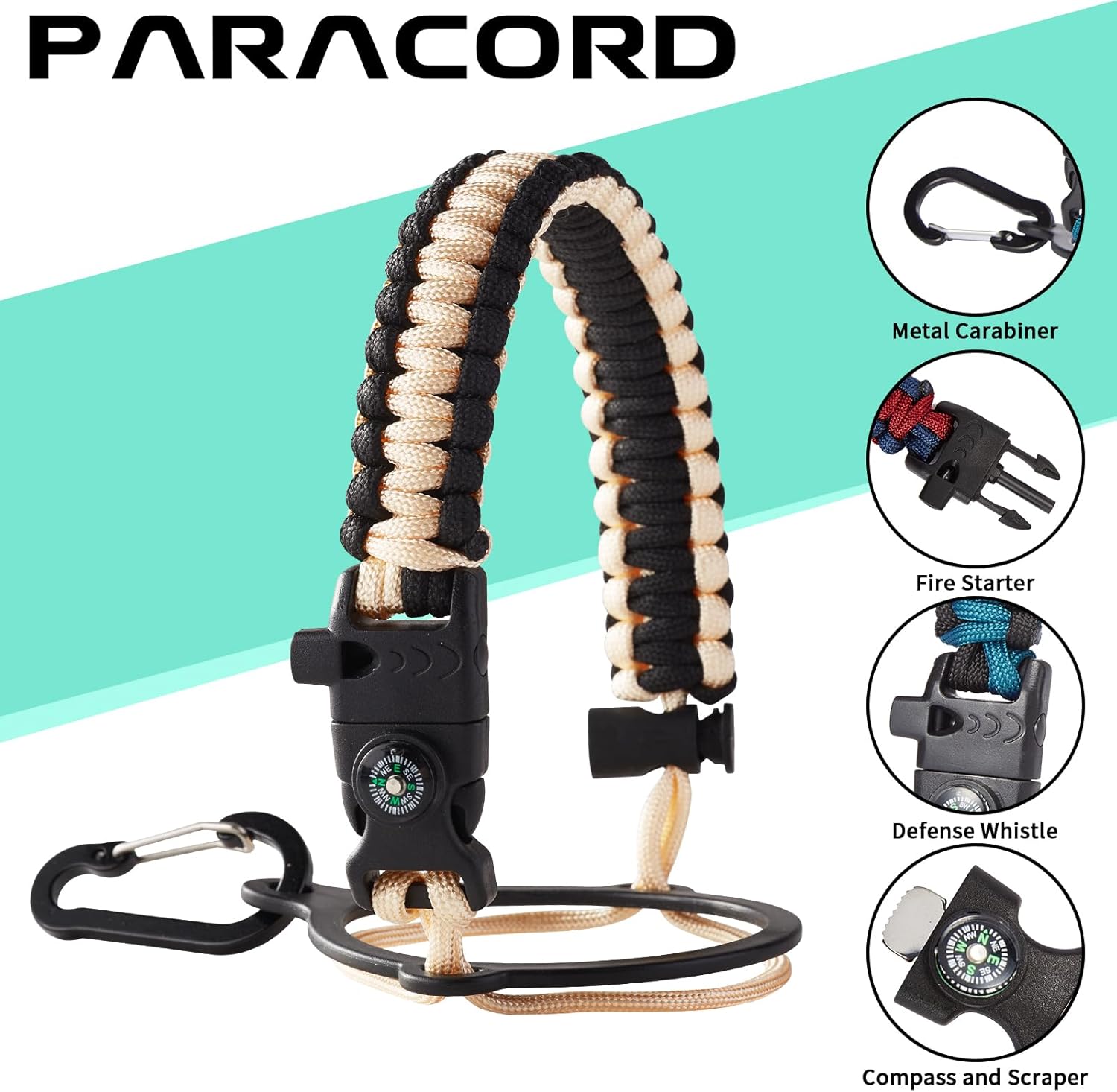 Insulated Water Bottle - 32oz 40oz 64oz Water Bottles with Straw & Spout Lids, Carrier Bag, Paracord Handle and Flask Boot, Reusable Stainless Steel Water Bottle, Metal Canteen Mug for Work - Image 6