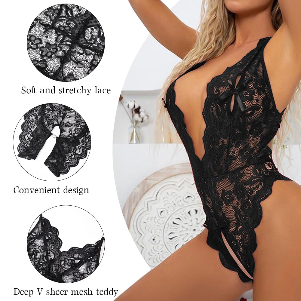 Koronkowa niegrzeczna jednoczęściowa bielizna koronkowa przezroczysta koronka Teddy Lingerie, bielizna damska seksowna bielizna nocna neglige uwodzicielska bez pleców, na body przyjęcie
