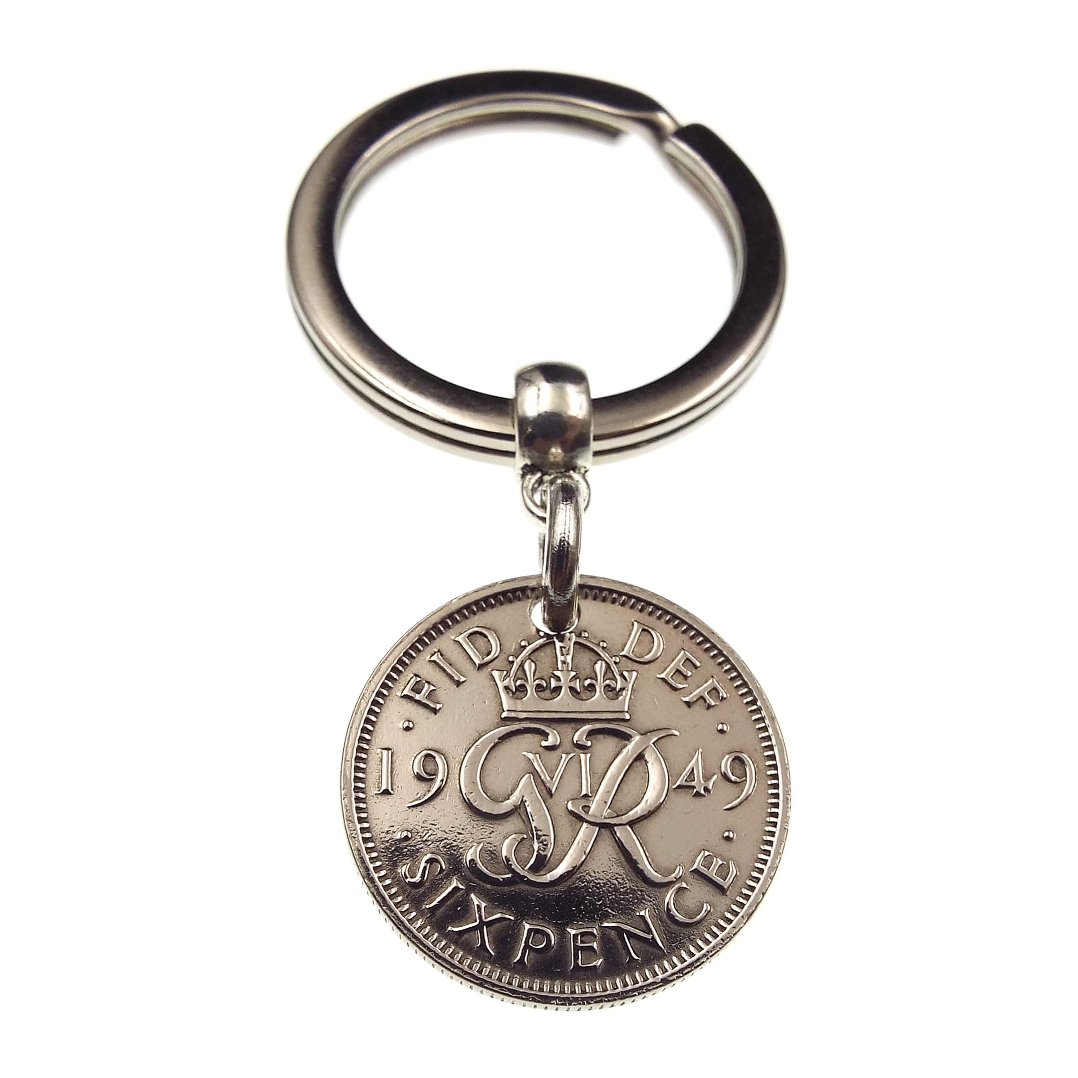 A Silver Dream 1949 Sixpence Coin Keyring