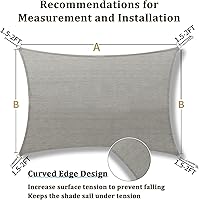 Vista 5 de Shade&Beyond Velas de Sombra Solar de 12'x16' Toldo Curvo Rectangular Gris Claro 185GSM Vela de Sombra Permeable para Patio Terraza Jardín Patio