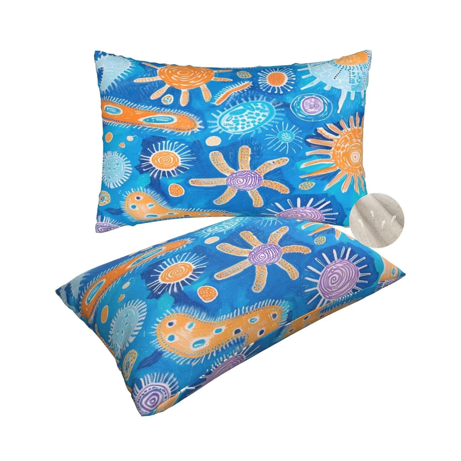 Housse coussin 60x80 cm bleu dessin animé pour canapé de salon