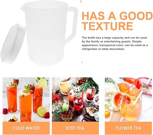 Miniatura 8 de SHERCHPRY Jarra de agua de plástico, jarra de agua de medición con tapas para agua fría, recipientes para té helado, jarra de bebidas para el hogar