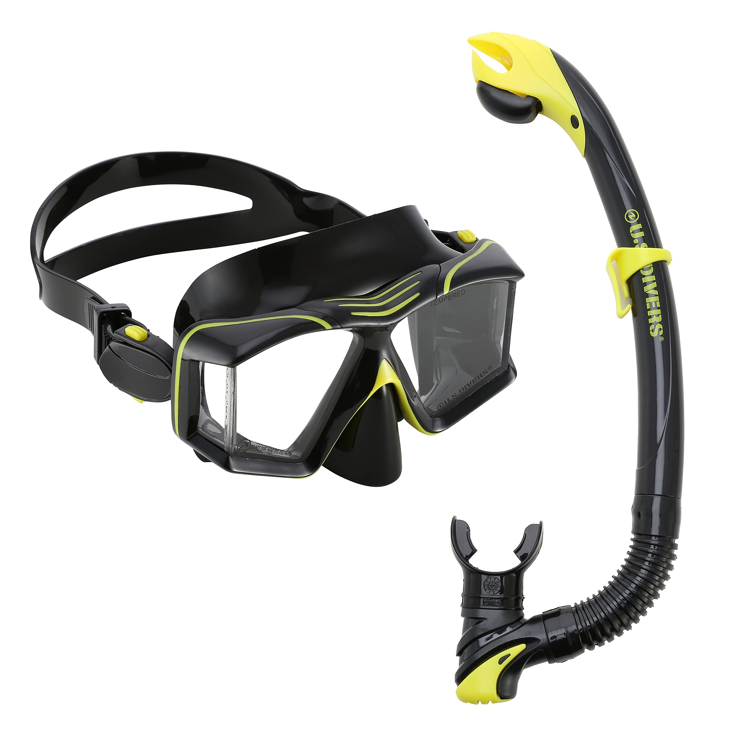 U.S.Divers Combo SIDEVIEW Kit de Buceo para Adultos, Máscara y Tubo Snorkel con Visión Panorámica de 180°, Protección UV, Lentes Antiempaño, Tubo Snorkel con Válvula de Purga, para Hombres y Mujeres