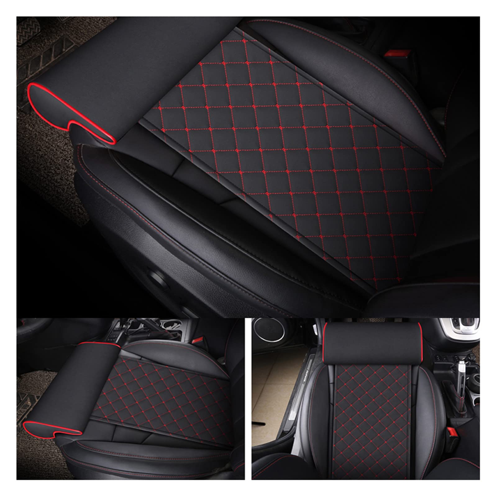 TOOJUN Car Leg Support Extension Pad Leather, Universal Front Seat Modification Leg Support for Long-Distance Driving, Home, Work or Traveling, Relieve Fatigue,BlackRed-A