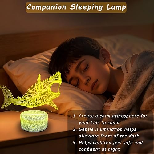 Miniatura 5 de YODAFOOR Luces nocturnas de tiburón con ilusión 3D para niños, juguete de tiburón megalodón, regalo de Navidad, cumpleaños, para niños, niñas,