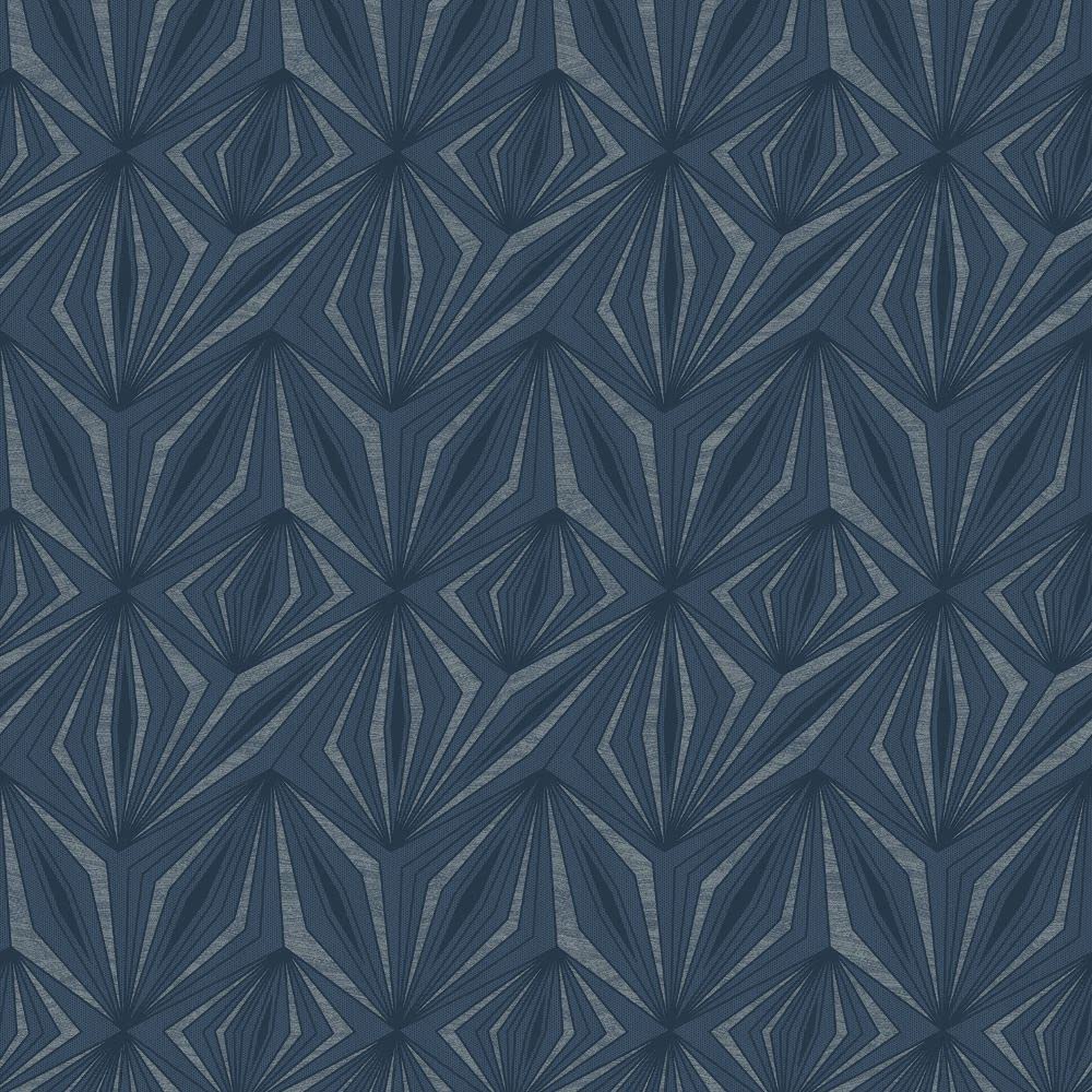 Sophie Laurence Navy Blue Prism Geometric Pattern Wallpaper Glitter Motif Metallic Textured Wallpaper