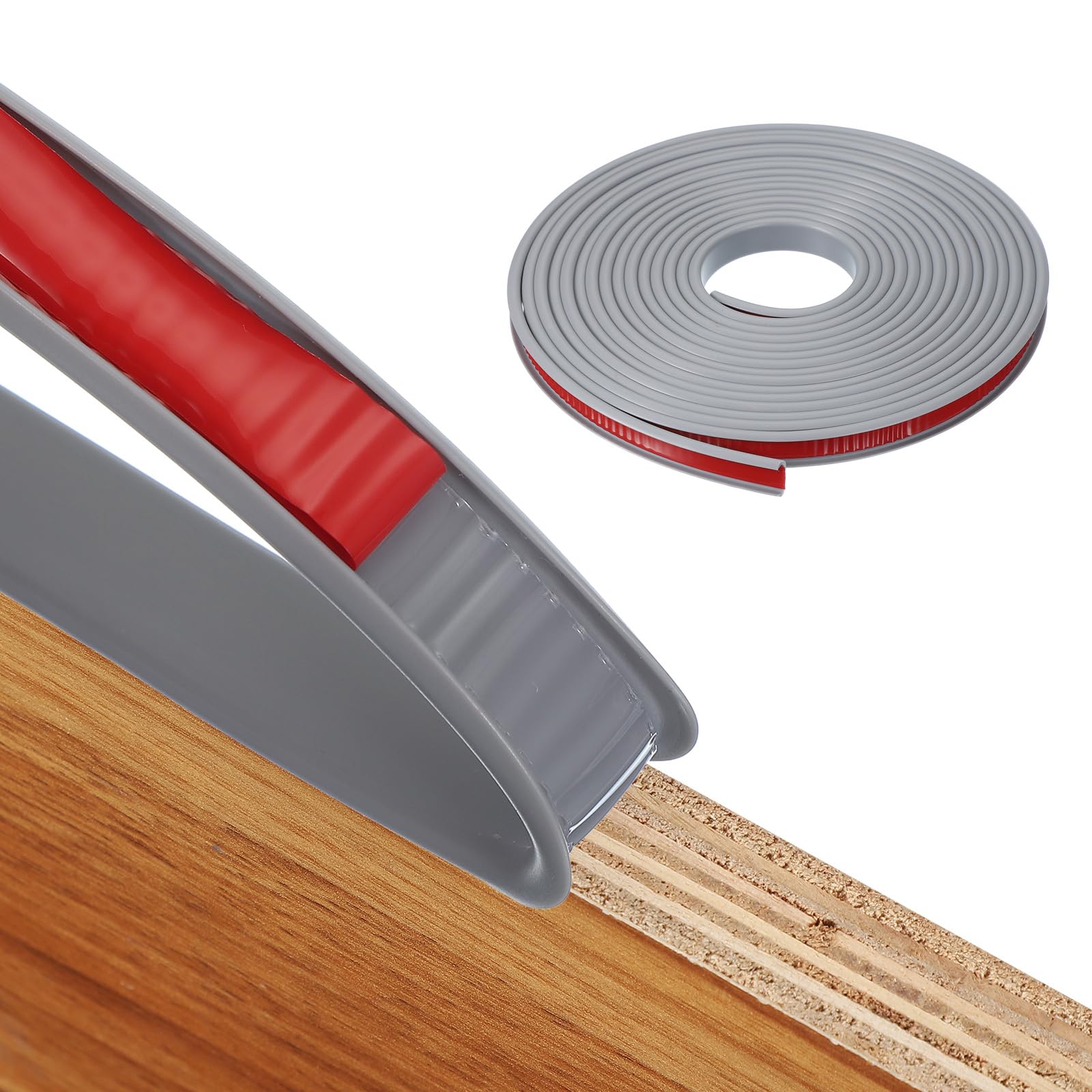 sourcing map TPE U-Shape Edge Banding,6m x 12mm,Gray