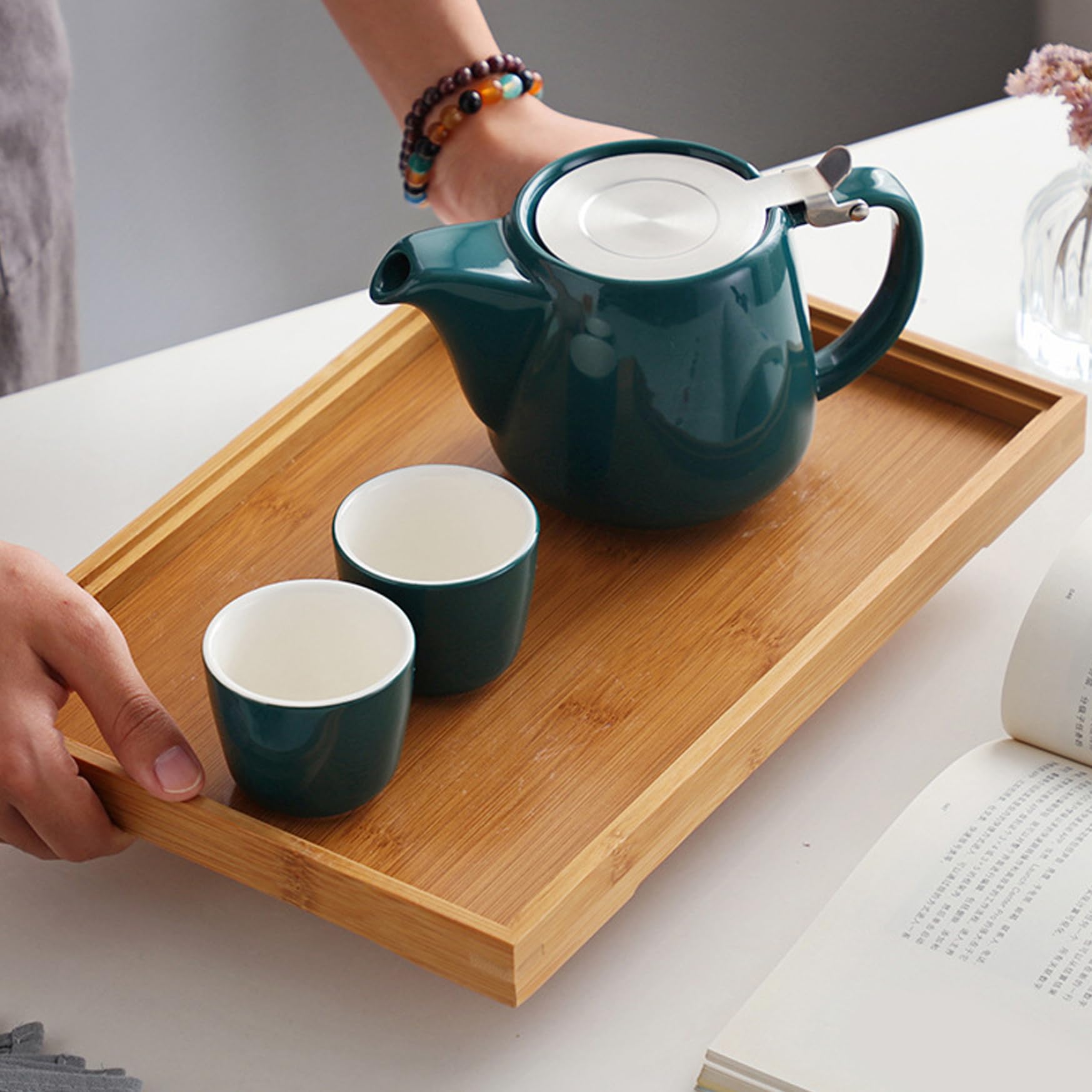 Tetera Infusor de té con infusor Tetera de cerámica de gran capacidad de 580 ml con tapa y mango para preparar té de hierbas y hojas sueltas