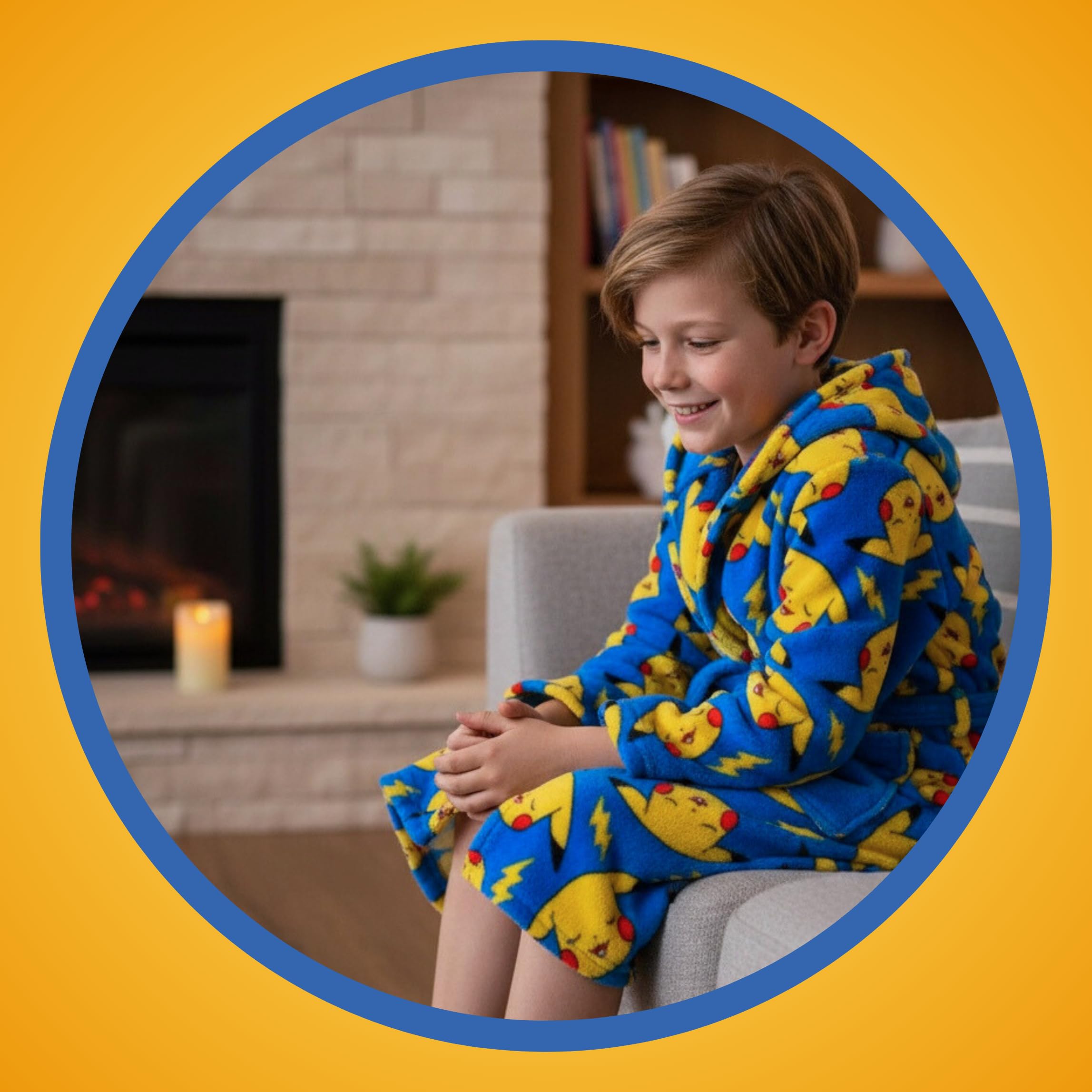 Pokemon Robe De Chambre pour Garçon, Robe Doux Motif Pikachu Peignoir en Polaire Velours, Tailles 4 à 12 Ans
