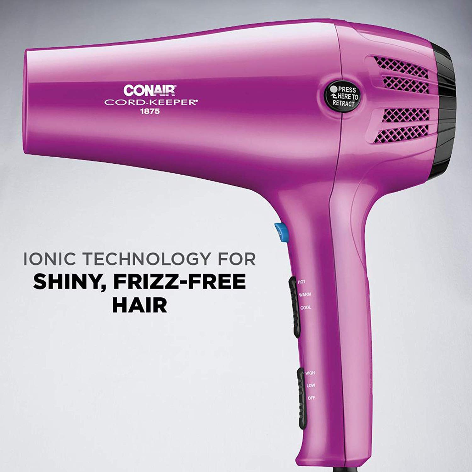 Conair Hair Dryer with Diffuser and Concentrator, 1875W, Pink view 4