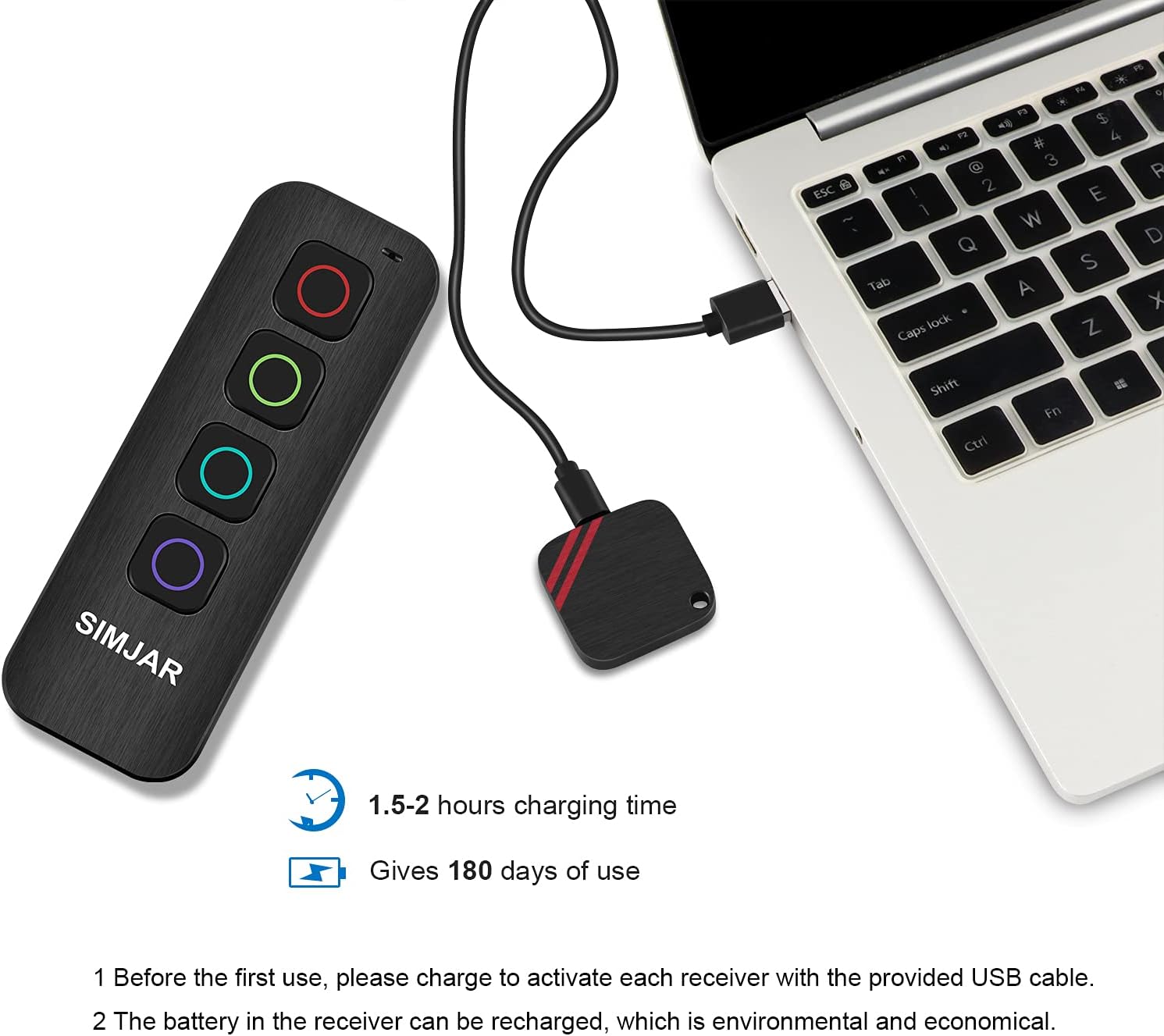 rechargeable key finder with flashlight simjar wireless rf item locator item tracker support remote control 1 rf transmitter and 4 rechargeable rece