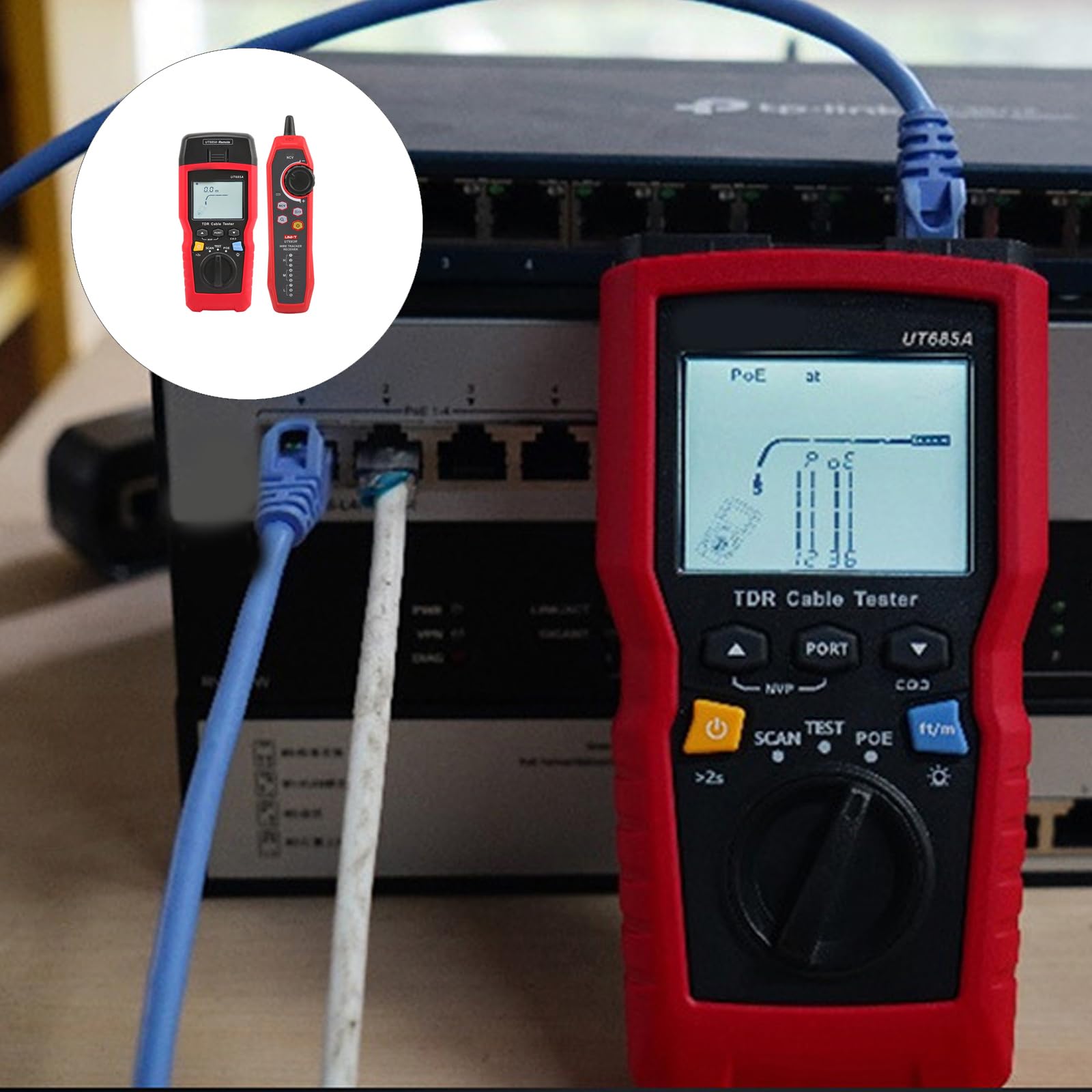 Easy Carry Leitungssucher und Kabeltester Set mit LCD Display Testtool für die Wartung von Internetverkabelungen und die Fehlerortung Koinzidenter Kabeltester