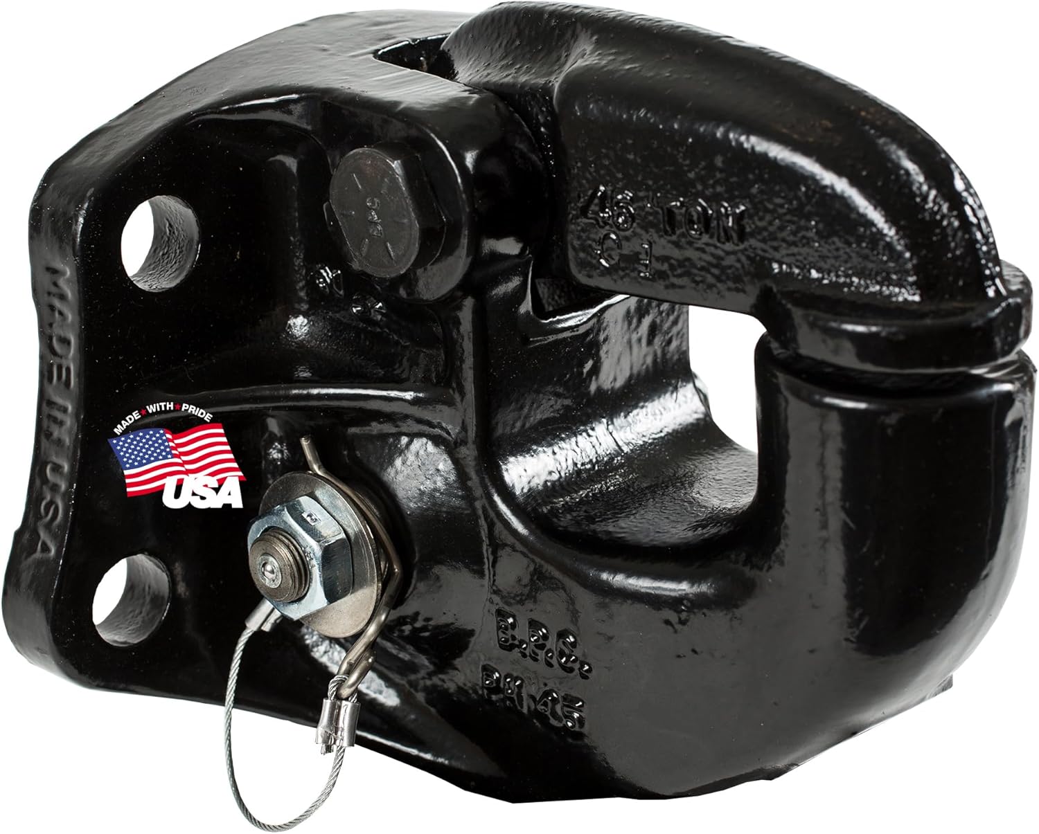 Buyers Products 10036 6 Ton Pintle Hook Hitch with Mounting Kit – Heavy Duty Pintle Hitch for Towing & Hauling, 12,000 lb MGTW, 4,000 lbs MVL, Fits 2–3 in Lunette Ring, Black Powder Coat