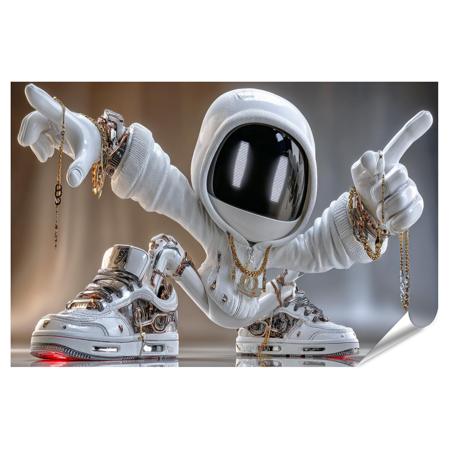 islandburner Poster stile cartoni animati 3D con sneakers e gioielli, grande formato