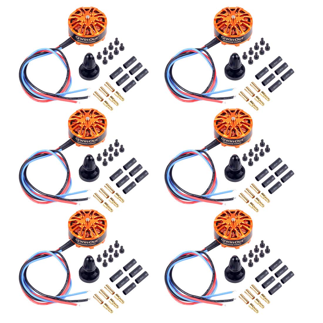 QWinOut HYD3508 700KV Brushless Motor for DIY Drone Kit Multirotor Multicopter (6 Pcs)