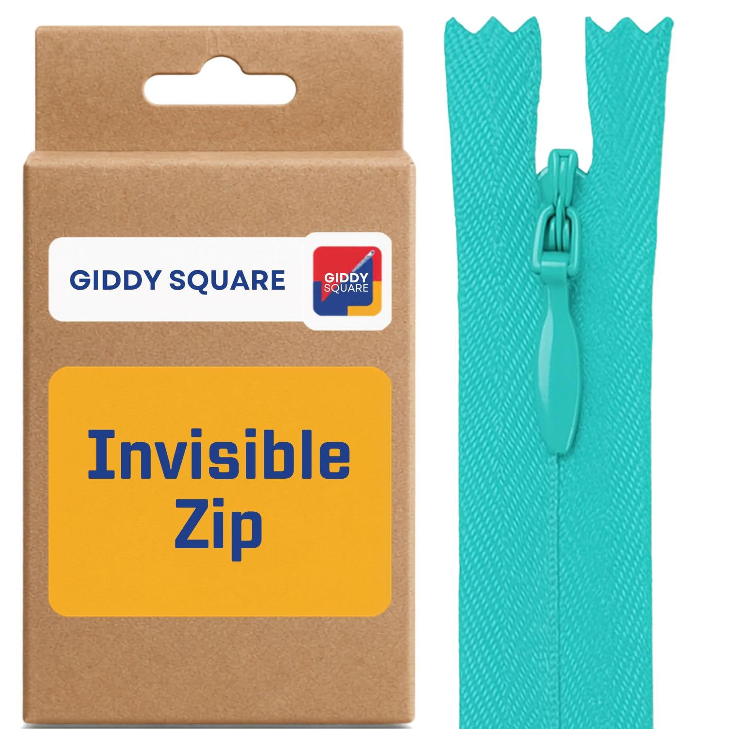 Giddy Square Light Turquoise 22" (56Cm) Invisible Zip - Concealed Nylon Closed-End