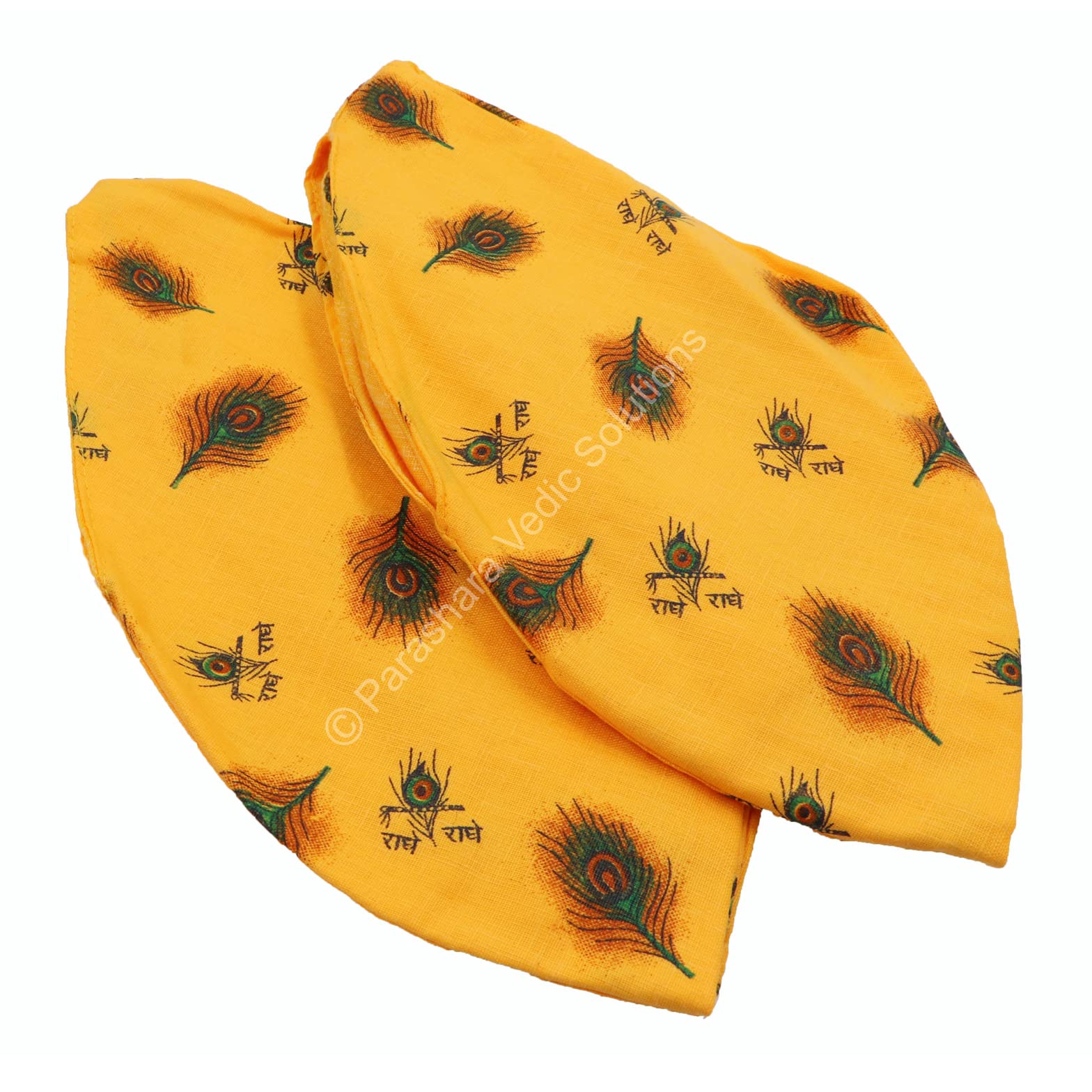 ARKAMARKAM Gaumukhi/Gomukhi Jholi/Peacock Print Chanting Bag/Japa Bag/Jaap Bag/Mala Jap Bag with Zip lock for Mala - Set of 2 (Color: Yellow)