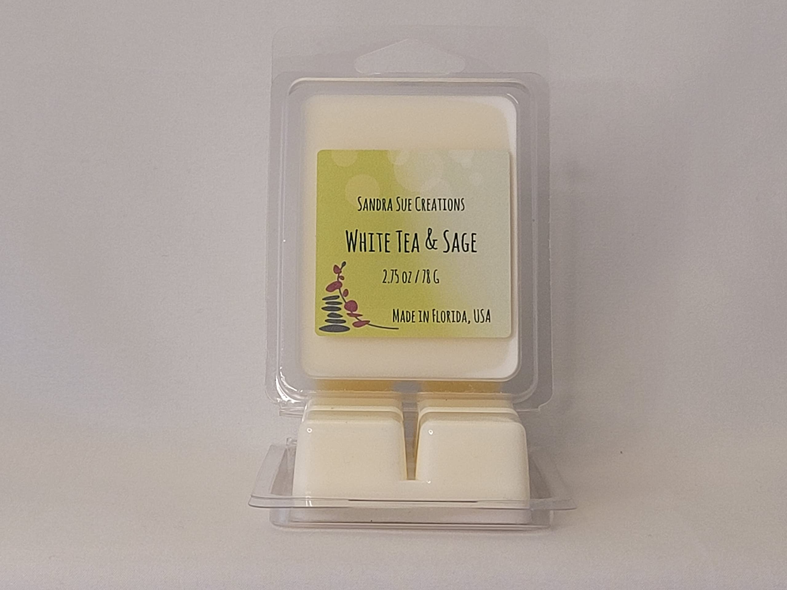 Sandra Sue Creations White Tea & Sage Soy Wax Melt, All Natural, Highly Fragrant, Long Lasting
