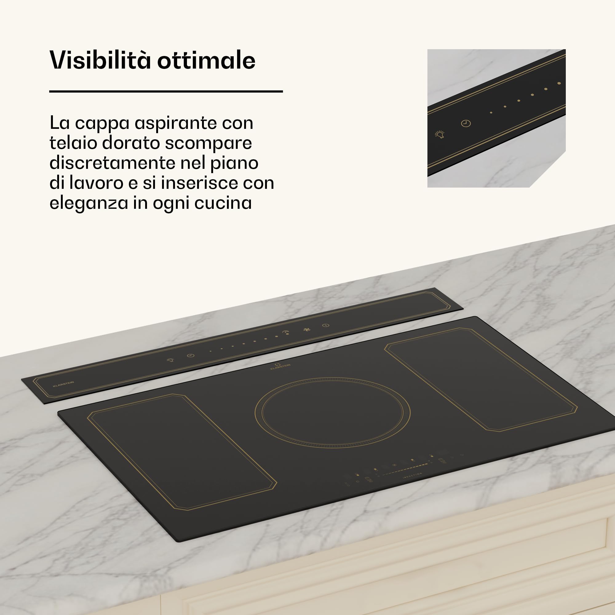 KLARSTEIN Victoria - Cappa a Scomparsa, Cappa da Cucina, A++, 720 m³/Ora, Silenziosa: 52 Db, Touchscreen, Filtri Lavabili, LED, Nero