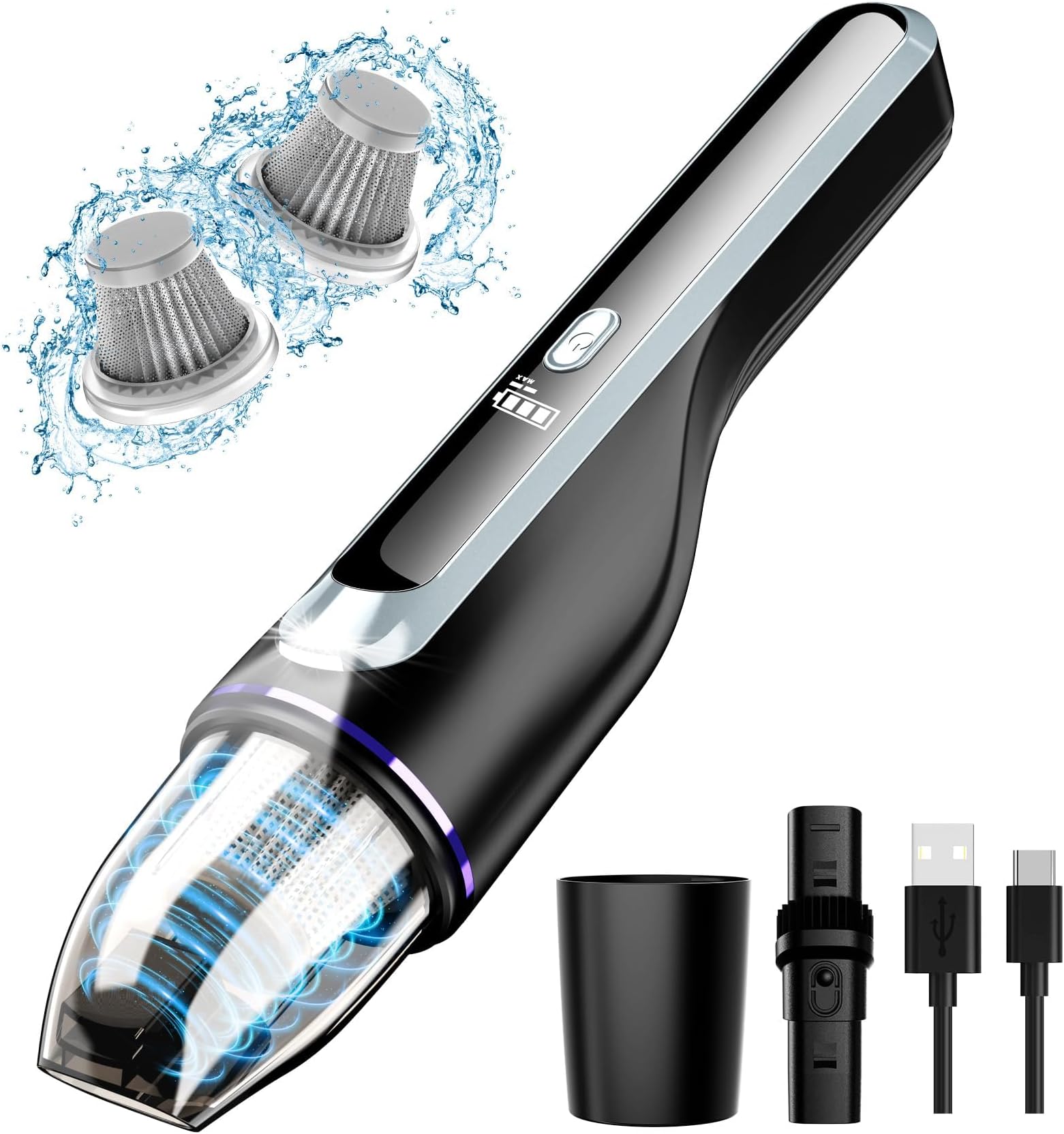 DRECELLHandheld Vacuum Cordless, Car Vacuum with Brushless Motor 14KPA Suction, 1.2lbs Ultra-Lightweight, LED Light, Portable Rechargeable Mini Vacuum for Car Home Cleaning