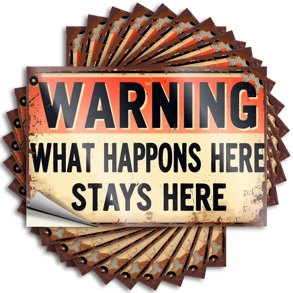 Decal - Smiley Face Case Warning What Happens Here Stays Here for Math Vintage Home Decor(6X9CM)