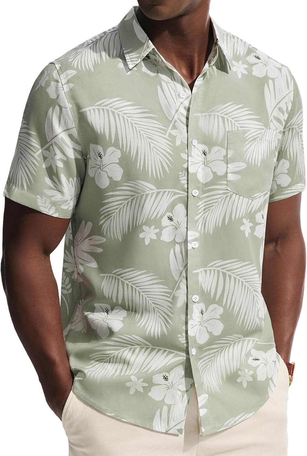 PJ PAUL JONES Mens Hawaiian Shirt Short Sleeve Button Down Shirts Casual Tropical Floral Summer Beach Vacation Shirts
