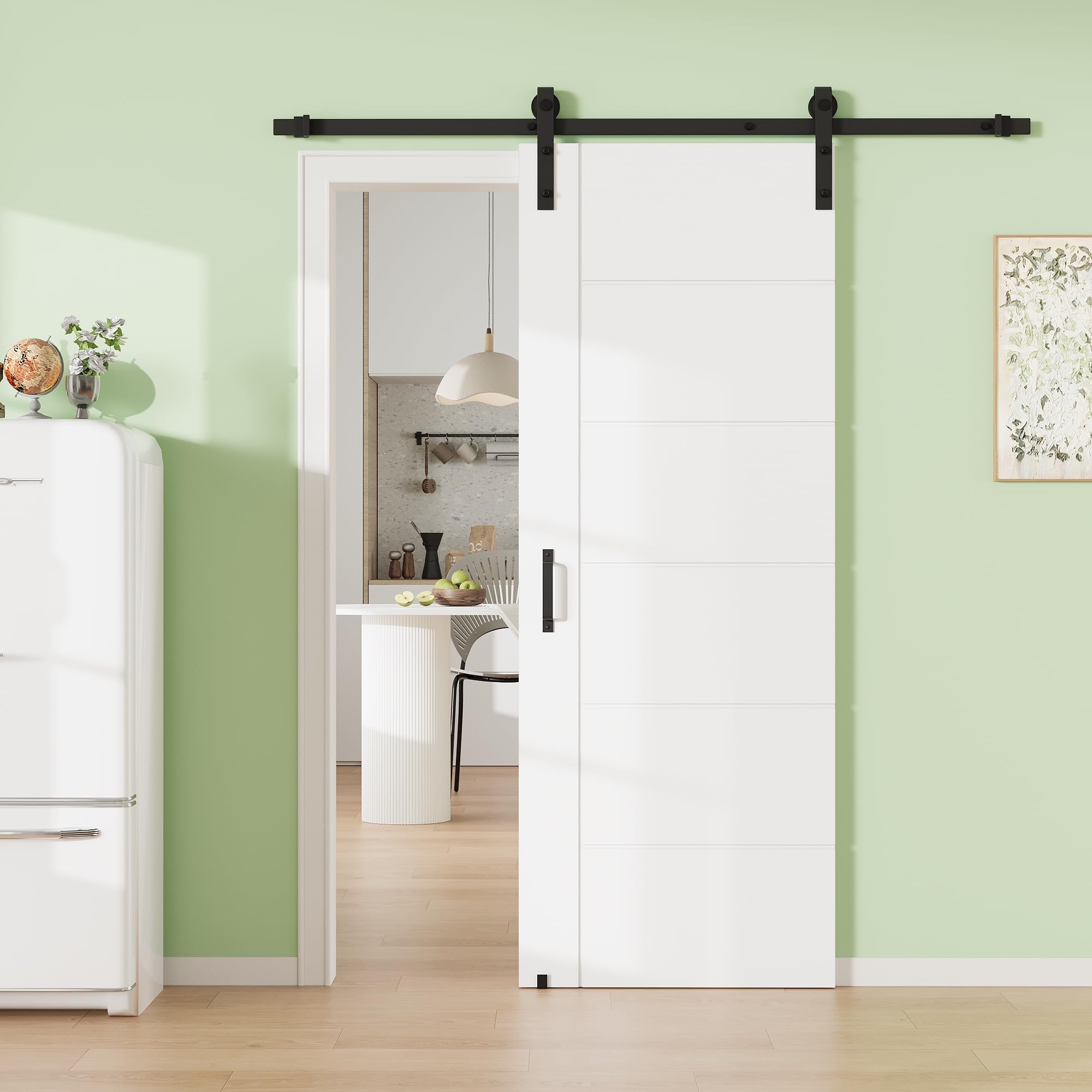 30" x 80" 3-Lite Tempered Clear Glass Barn Door with 72" Track Kit