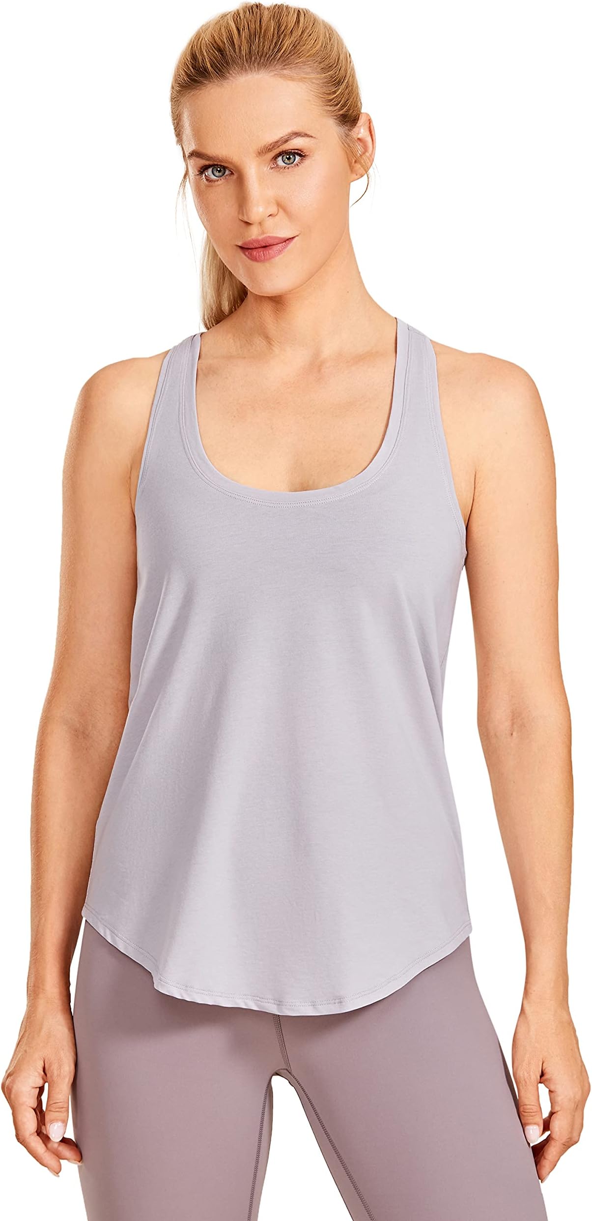 CRZ YOGAWomen's Racerback Workout Tank Tops Loose Fit - Soft Pima Cotton Athletic Yoga Shirts Lightweight
