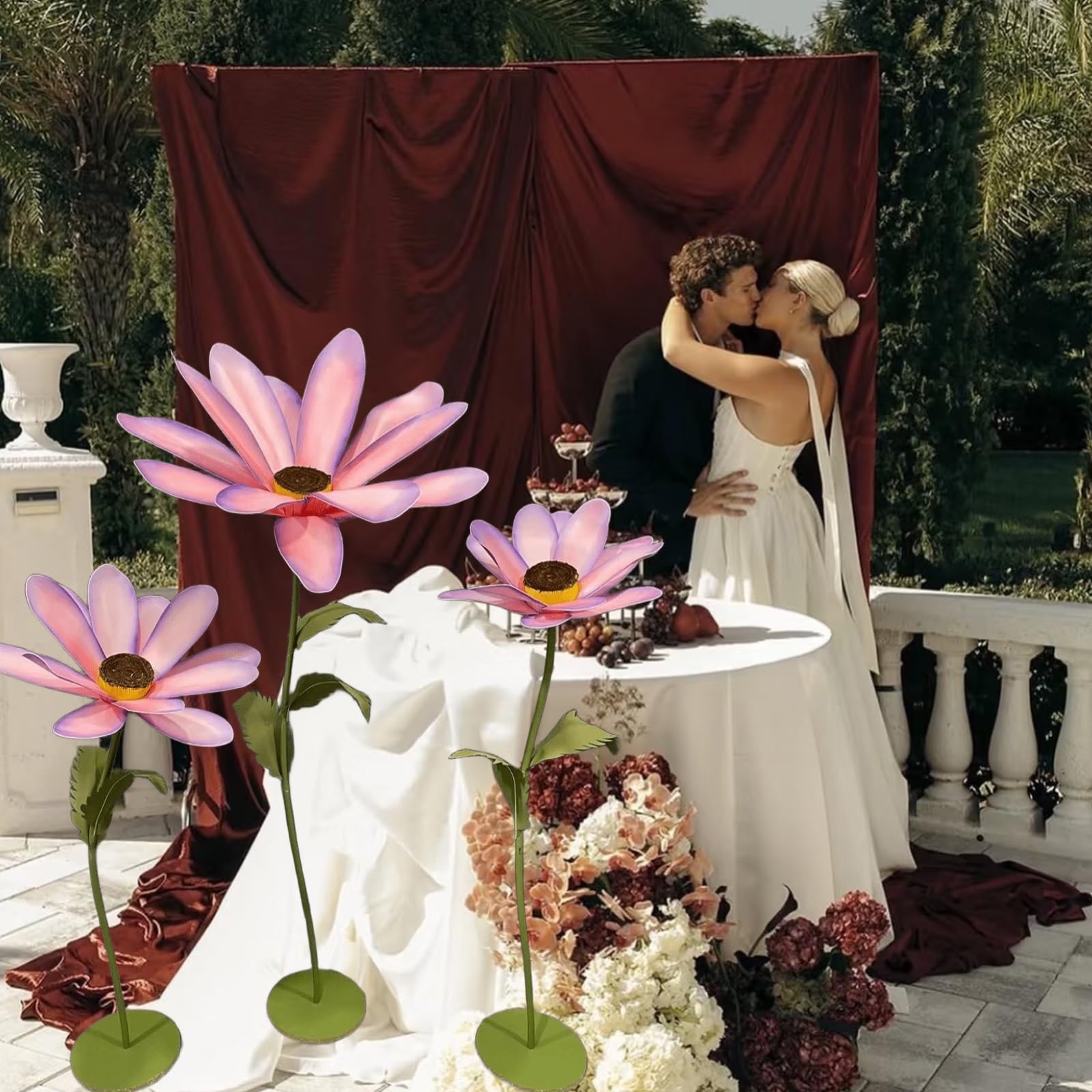 Giants - Flores artificiales de etilvinilacetato impermeable con tallo flexible y base, flores para camino de boda, recepción, cumpleaños, Pascua, fiesta, día de la madre