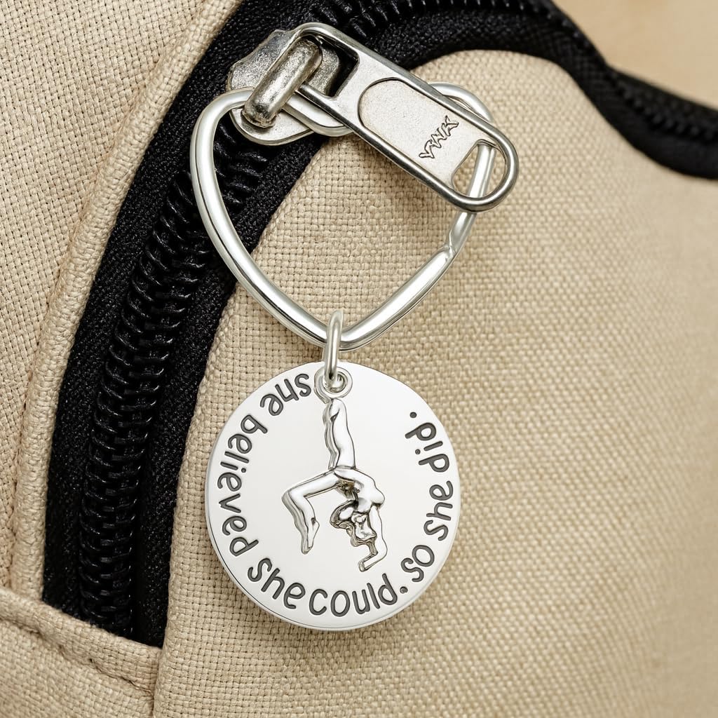 Sportybella Gymnastics Charm Keychain, She Believed She Could So She Did Jewelry, Gifts for Gymnasts and Teams - Image 5