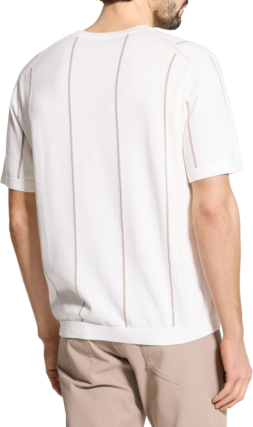 Theory Mens Short Sleeve Crewneck Stripe in Tactile Cotton - Image 4