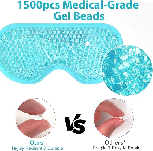 Miniatura 6 de BeeVines Máscara de gel para ojos, paquete de 2 máscaras de hielo refrescantes para ojos hinchados para hombres y mujeres, compresión fría y cálida