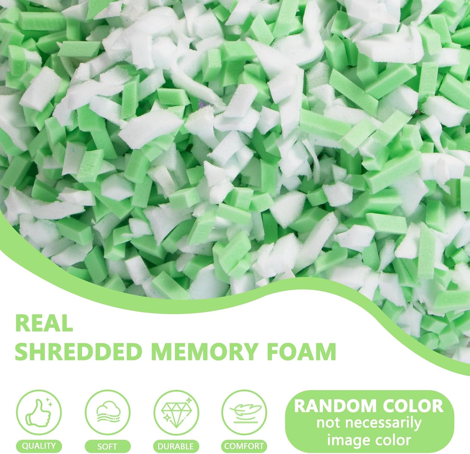 BBGDIPG 10 LBS Shredded Memory Foam Filling, Random Color Bean Bag Chair Filler, Comfortable and Soft Beanbag Filling Suitable for Various Pillows/Punching Bag/Couch Cushions/Pouf/Dog Bed (10, Pounds) - Image 2