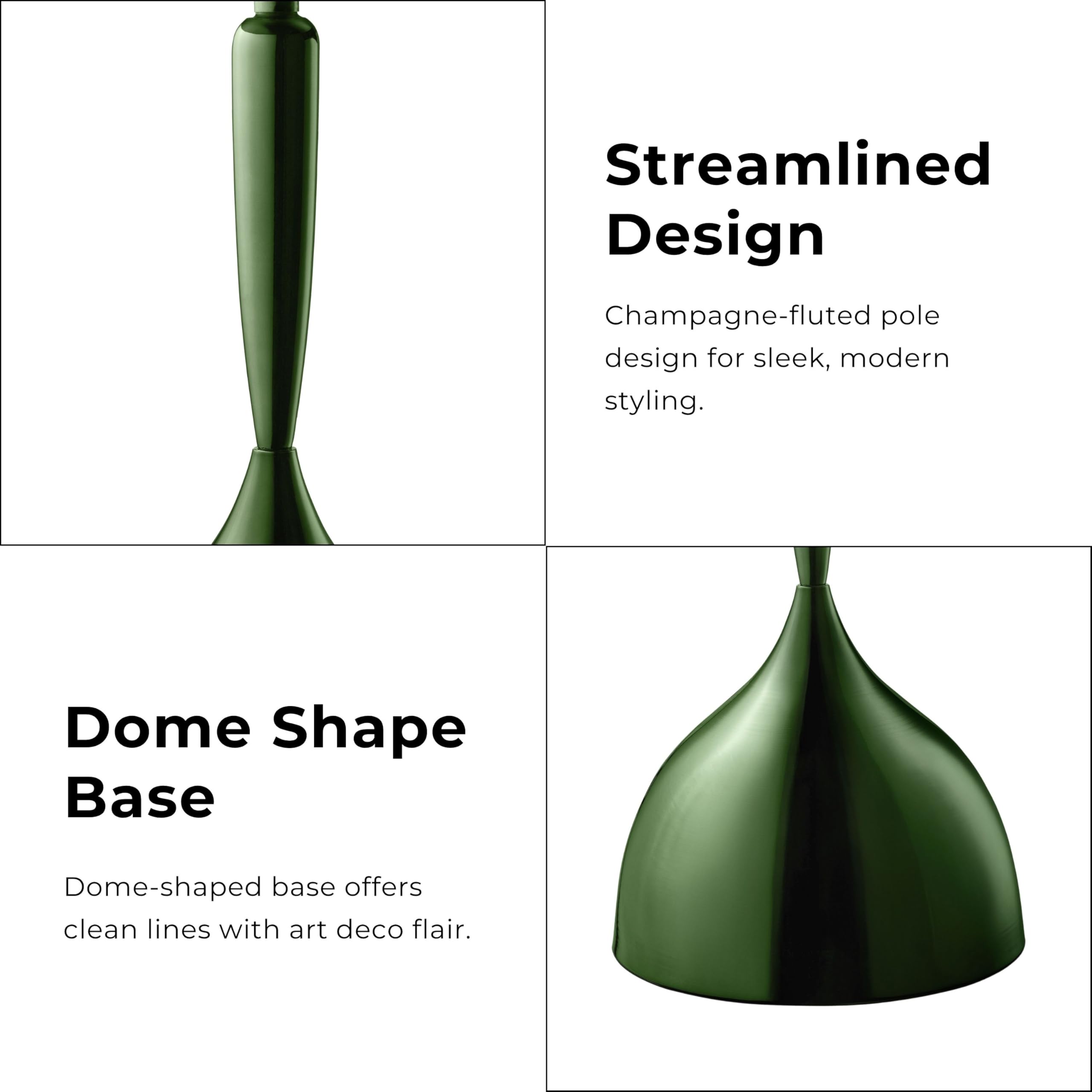 Homes: Inside + Out Halric Modern 24" Tall Round End Table with Decorated Tabletop and Iron Metal Base, Accent Furniture, Elegant Pedestal Stand for Living Room, Home Office, Chrome Green