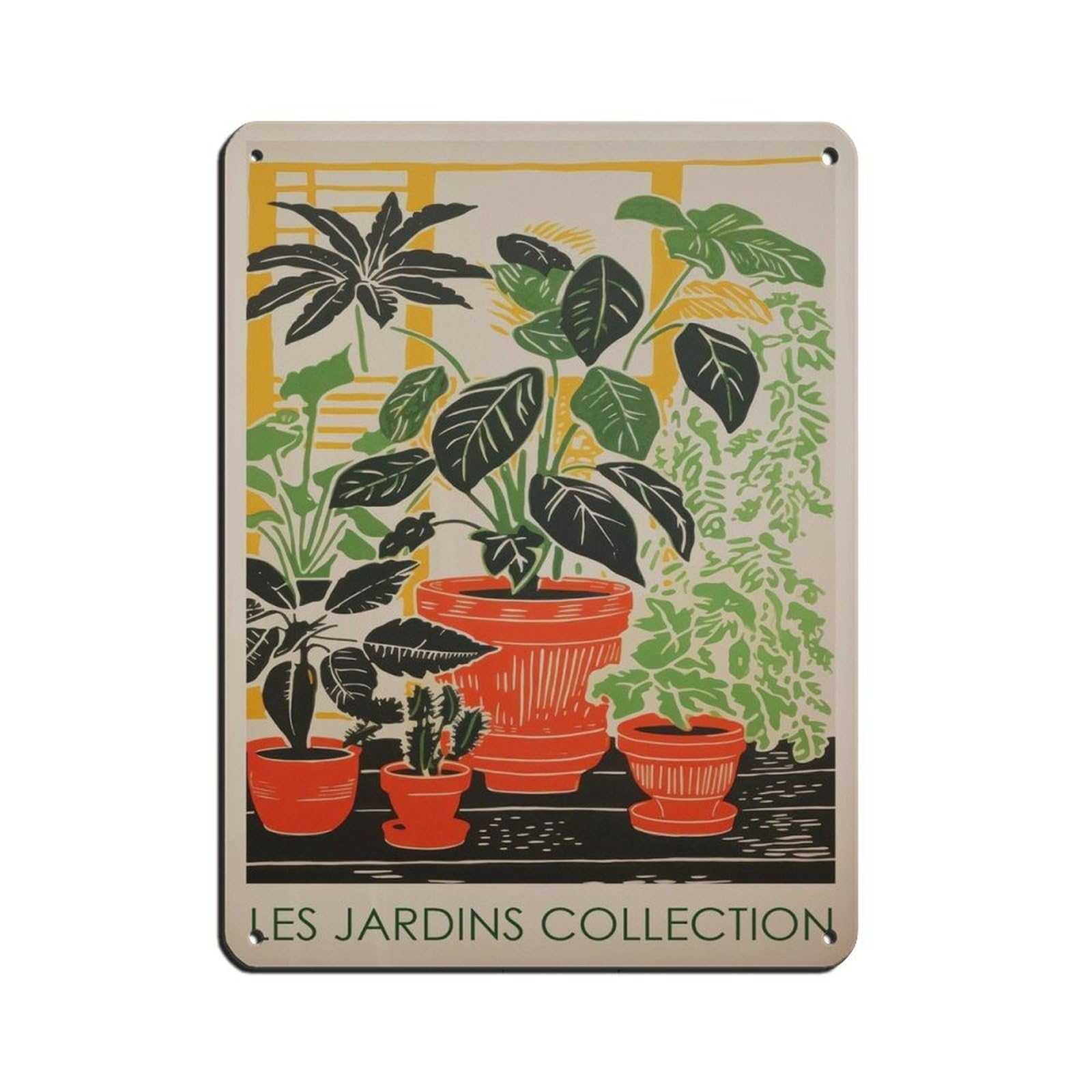Le Jardins, Houseplants Retro Poster Metal Tin Sign Chic Art Retro Iron Painting Bar People Cave Cafe Family Garage Poster Wall Decoration 12x16inch(30x40cm)