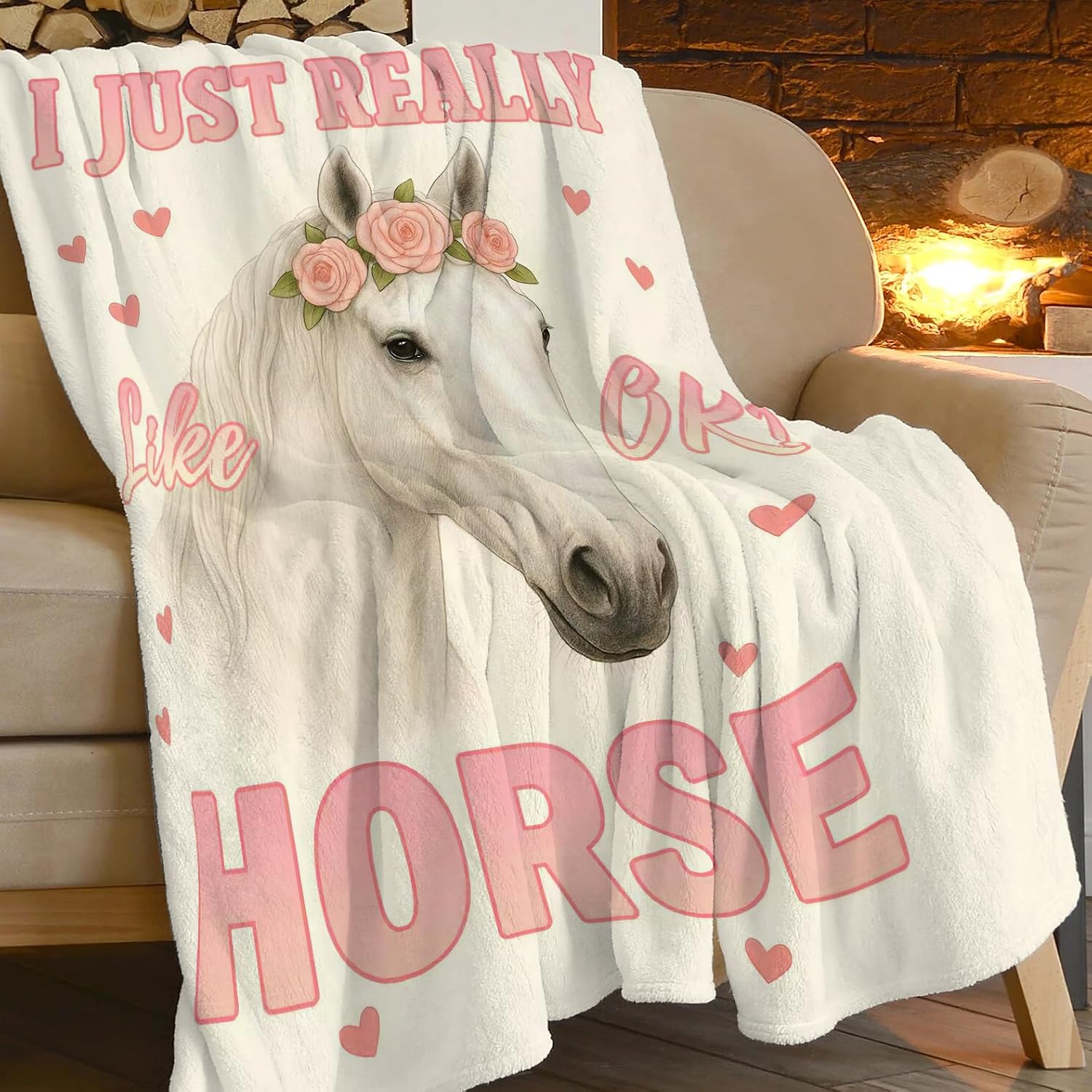 Horse Soft Cozy Blanket White Horses Throw Blanket Super Plush Warm Stuff Lightweight Fleece Flannel Blankets Gifts for Women Girls Men Kids Adults 50"X40" - Image 4