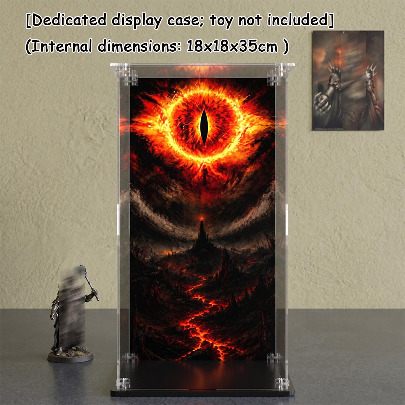 Witryna akrylowa do Lego 11373 Casque de Sauron , pyłoszczelna, 18 x 18 x 35 cm, przezroczysty wyświetlacz odporny na zarysowania, odporny na żółknięcie (tylko witryna) (Fond)