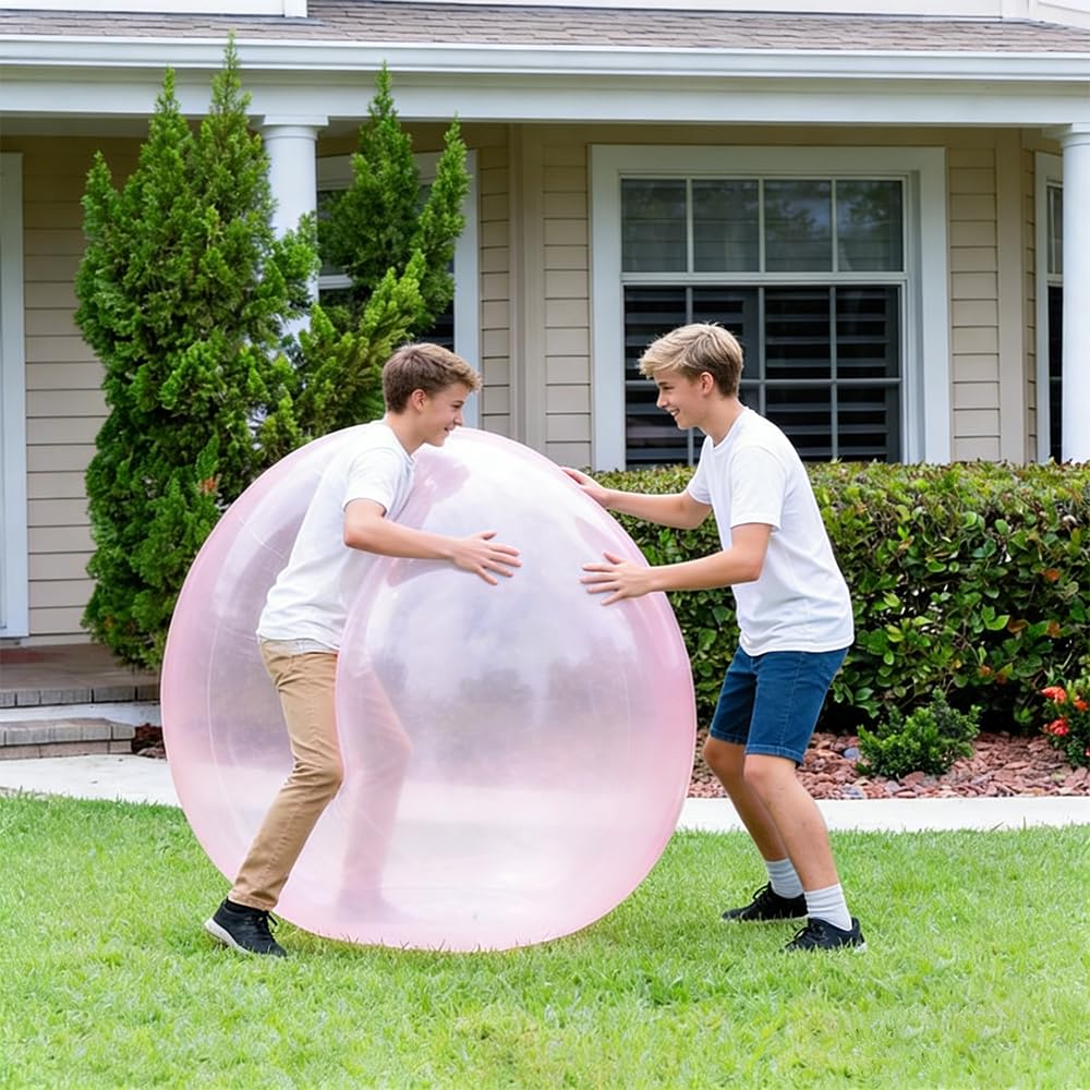 Bubble Ball XXL, HOVCEH 120cm Pelota Wubble Bubble Ball, TPR Transparente Reusable Pelota Hinchable Gigante para Playa, Jardín (Rosa)