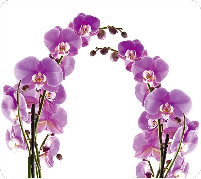 Maximex Multi worktop Orchid Flower-for Glass Ceramic cookers, Cutting Board, Tempered, Multicoloured, 50 x 56 x 0.5 cm