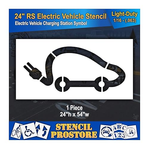 Plantillas de pavimento  24 pulgadas  contorno de vehículo eléctrico con enchufe  24 pulgadas x 54 pulgadas