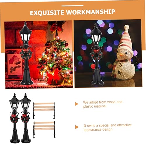 Miniatura 7 de 4 piezas Miniture House Furniture Mini Accesorios Casa de Muñecas Linterna Lámpara de Ratán Cabecero Full Mini Post Light 1/12 Escala Muebles