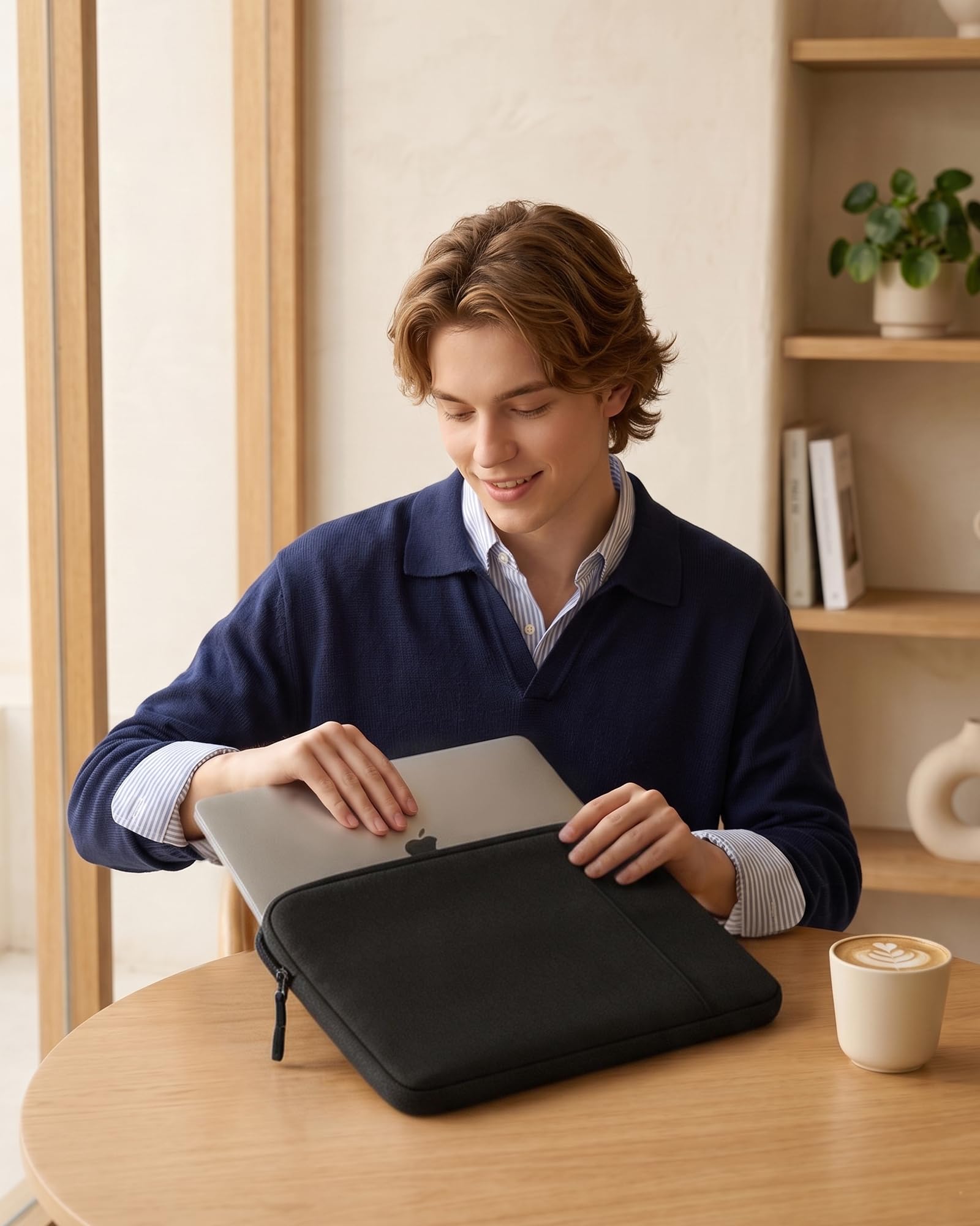 ProCase パソコンケース 13/13.3インチMacBook Air/Pro/Neo 保護スリーブ PCケース インナーバッグ - ブラック | マルチブランド対応, ソフト裏地, 保護スリーブ, 衝撃吸収, 傷防止, 軽量, 出張や通勤