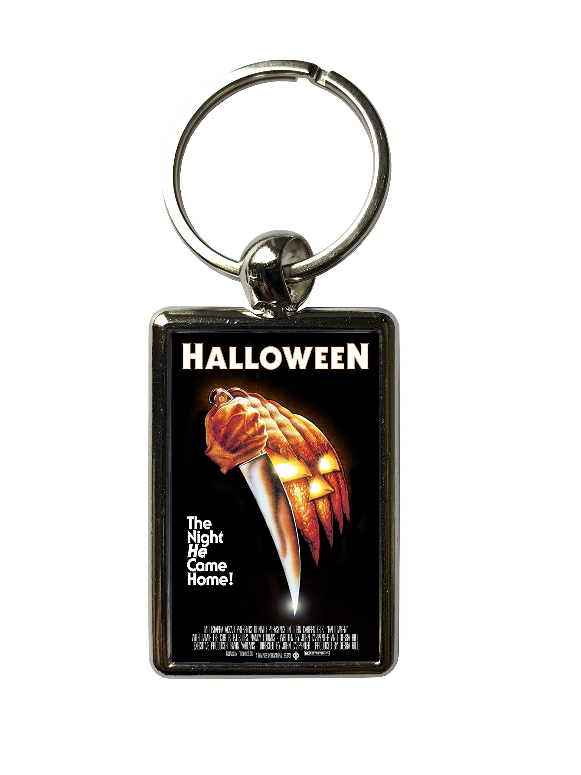 Super Universe Unisex Multicolored Halloween Movie Poster Metal Keyring – Classic Horror Film Collectible Keychain
